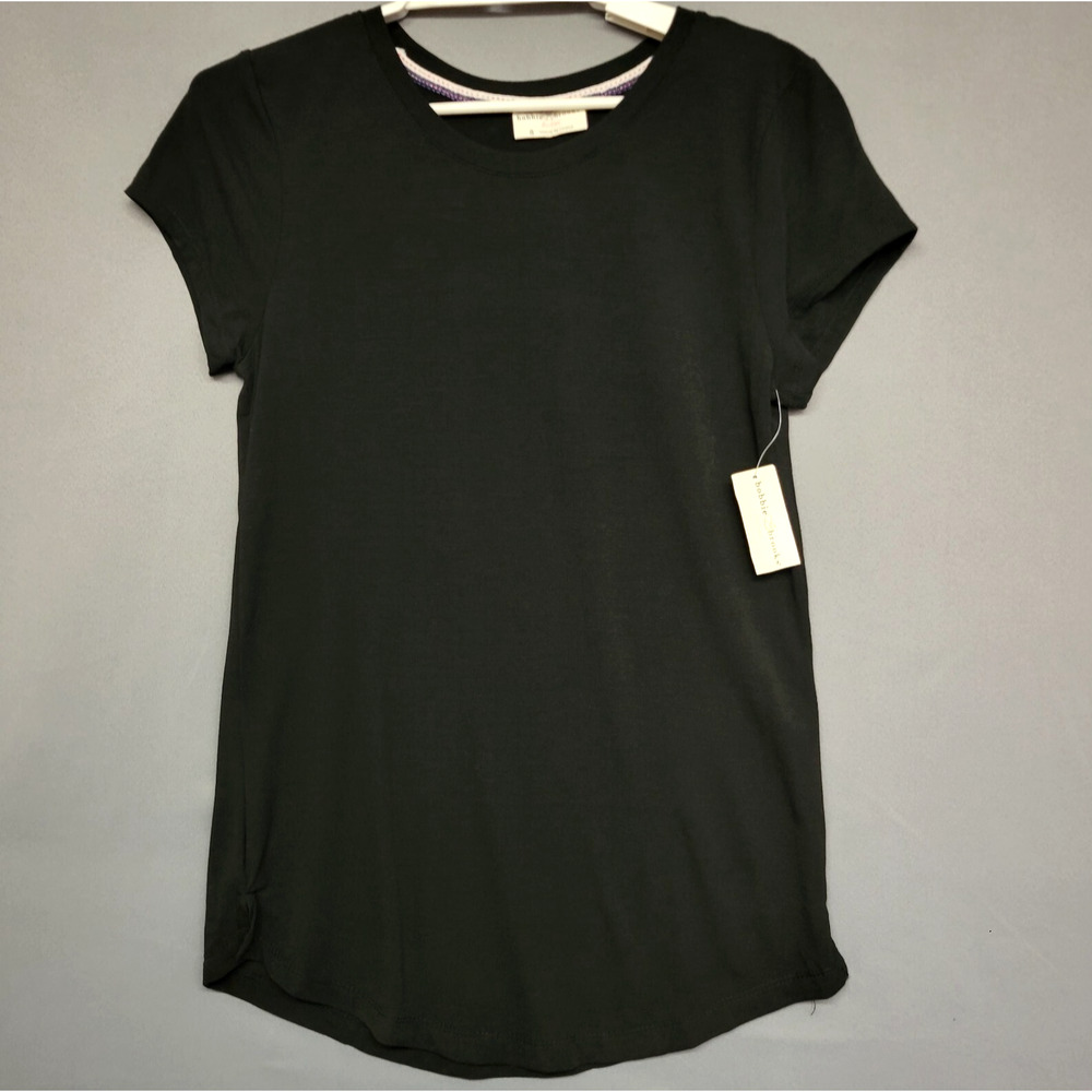 Bobbie Brooks Basic T-Shirt Womens Small Black Soft Short Sleeves Stretches Tee